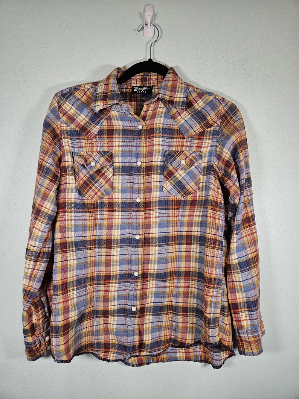 Wrangler Men's Plaid Button-Down Shirt - Multicolor (Yellow, Blue, Red)